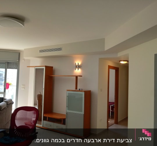 סלון דירה מרוהטת לאחר צביעת קירות ותקרה בצבע בהיר
